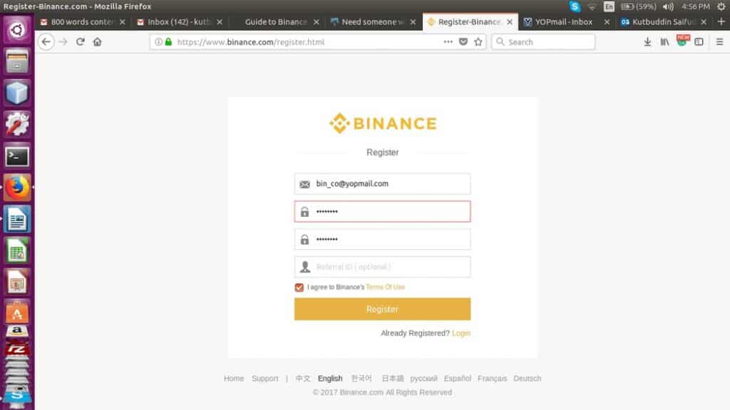 binance pc website authentication