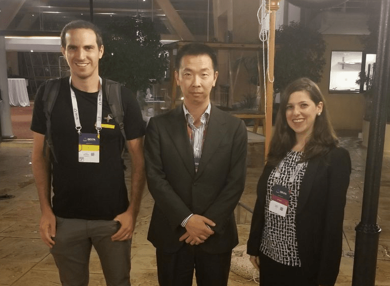 Zhao Chen together with Tamar Salant (NEO Global Business Development Manager) and Arnon Benshahar (CryptoPotato)