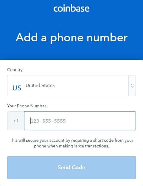 Coinbase, add your phone number