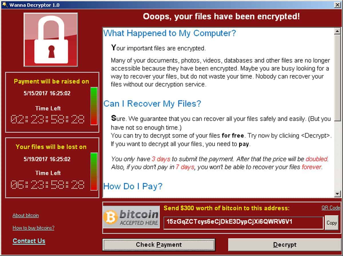 ransomware attack screen