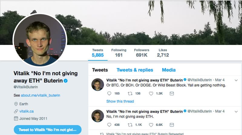 Vitalik Buterin Changed His Twitter Name to Avoid Scams Impersonating Him