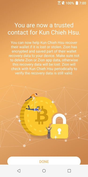 Zion Wallet has a Social Recovery Feature. Image: Google Playstore