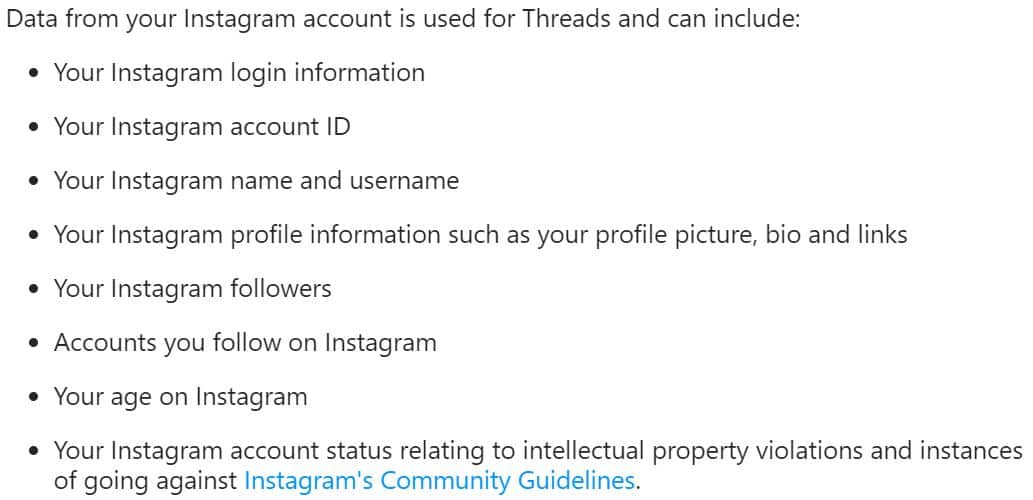 Data from Instagram to Threads
