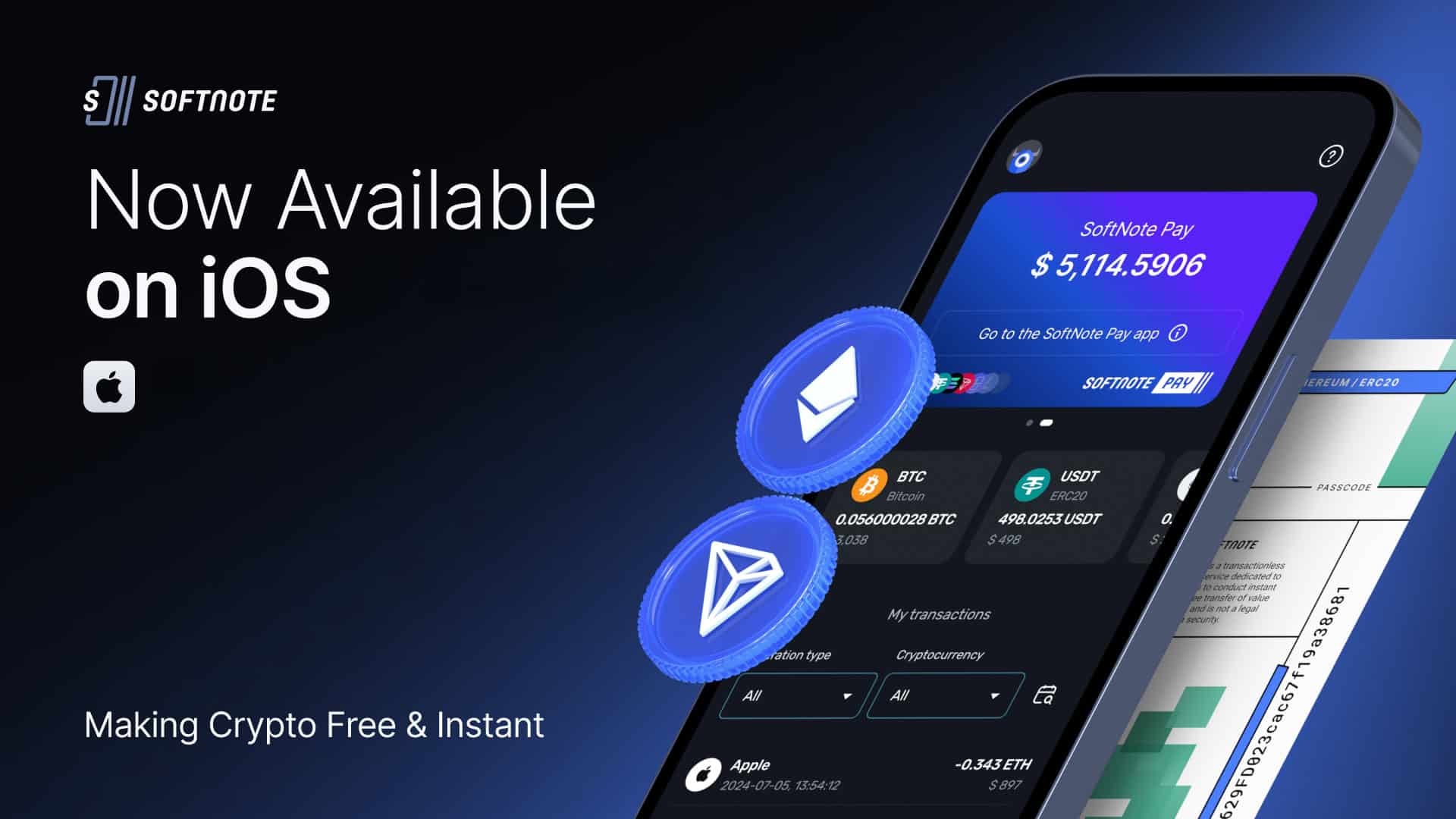 Tectum Rolls Out SoftNote Wallet App on iOS  Offering Zero-Fee, Instant Crypto Payments