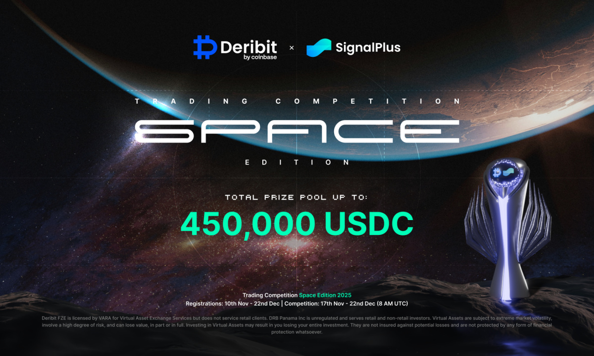 Deribit and SignalPlus Launch 2025 Trading Competition, Featuring a $450,000 USDC Prize Pool - CryptoPotato | Related Crypto Article